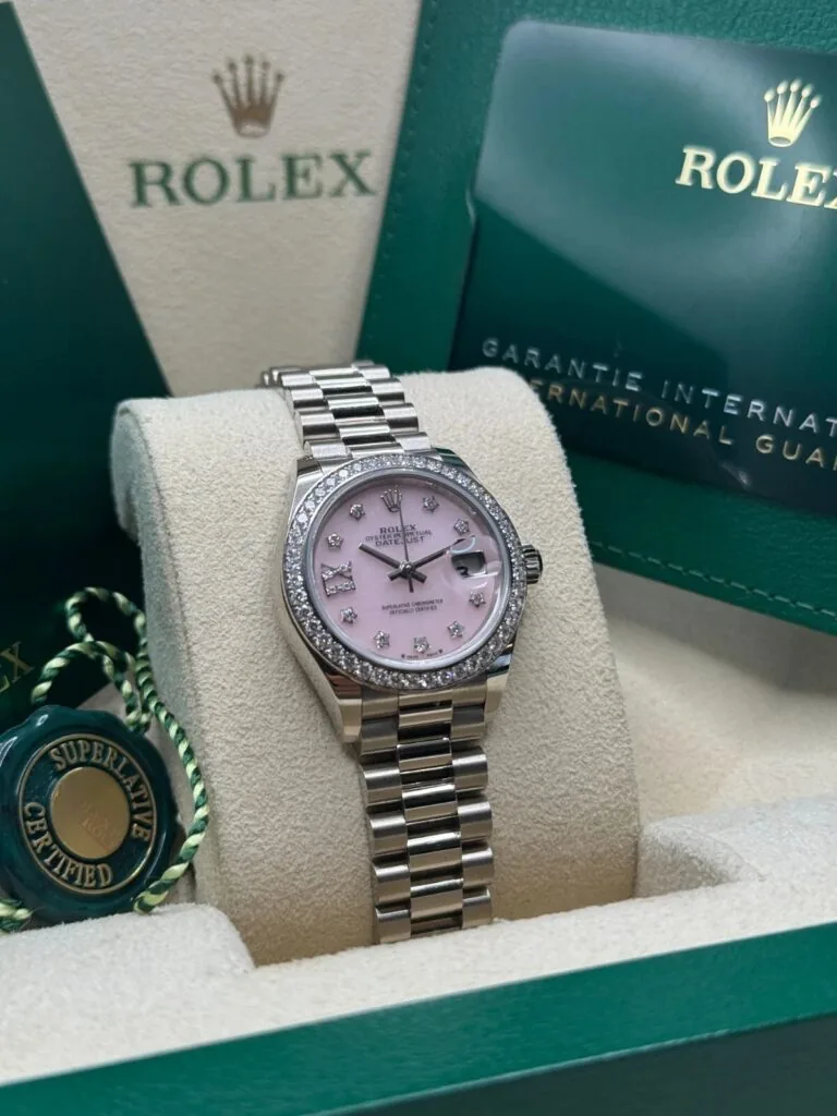 RLX Lady-Datejust 31mm 279139RBR Pink Opal Diamond Dial and Diamond Bezel White Gold Bracelet