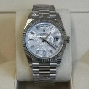 RLX Day-Date "President" 40mm Platinum Meteorite Diamond Baguette Dial - 228236