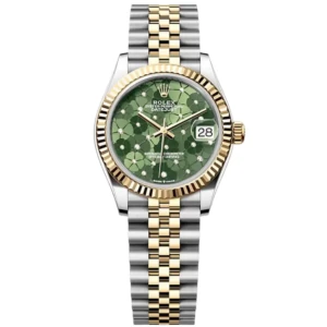 RLX Datejust m278273-0031/0032 31mm Olive Green Floral Motif Dial Stainless Steel and Yellow Gold Oyster Watch
