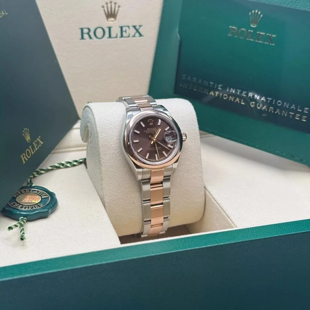 RLX Lady-Datejust 31mm 279161 Chocolate Stick Dial, Two Tone Stainless Steel & 18K Rose Gold Oyster Bracelet Women's Watch