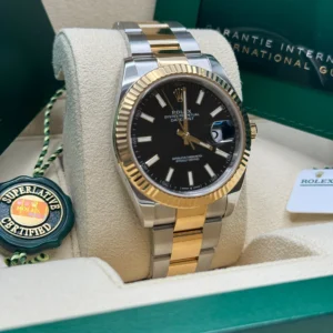 RLX Datejust 41mm Two-Tone Yellow Gold Fluted Bezel Black Index Dial Jubilee - 126333