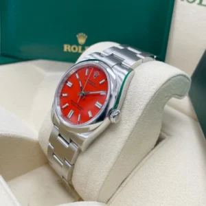 RLX Oyster Perpetual 36mm 126000-0007 Coral Red Dial Steel Watch