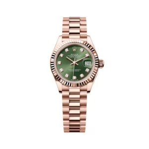 RLX Lady-Datejust 31mm 279175 Green Diamond-Set Dial President Everose Gold