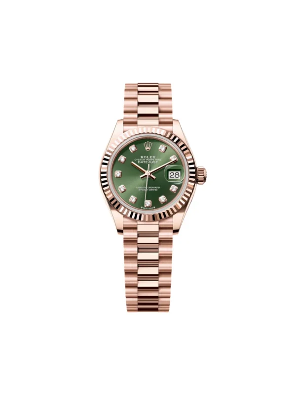 RLX Lady-Datejust 31mm 279175 Green Diamond-Set Dial President Everose Gold