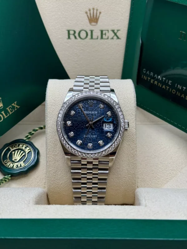 RLX Datejust 36mm 126284 Blue Jubilee Diamond Dial & Diamond Bezel, Stainless Steel Oyster Bracelet Watch