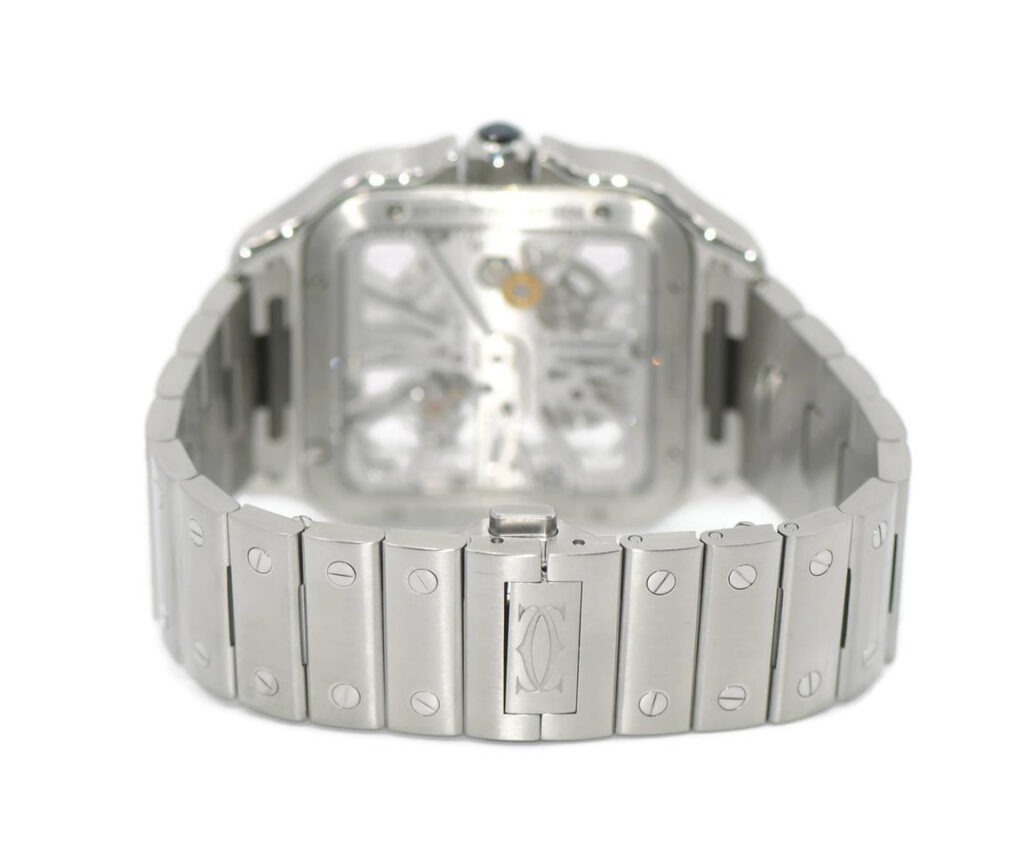 Cartier Santos Large Model Blue Skeleton Watch W2SA0009 - United Luxury