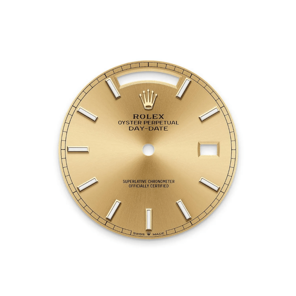RLX Day-Date 40mm Champaign Dial and Diamond Bezel Yellow Gold President Bracelet 228348RBR-0008