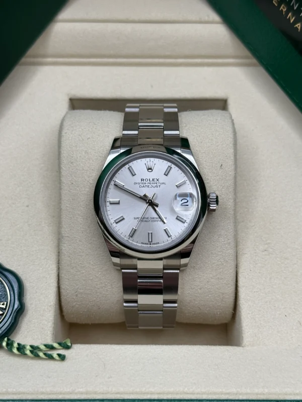 RLX Datejust m278240-0005/0006 31mm Silver Index Domed Bezel Oyster Oystersteel
