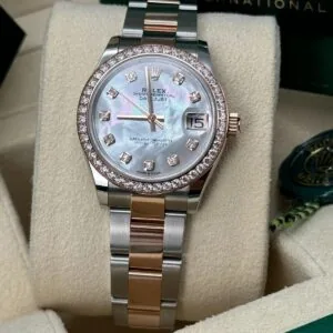 RLX Datejust m278381-0025/0026 Mother-of-Pearl Diamond 31mm Dial Diamond-Set Bezel and Oyster Bracelet Watch