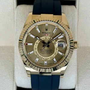 RLX Sky-Dweller 42mm Yellow Gold Champagne Dial Oysterflex - 336238