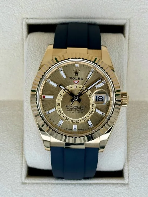 RLX Sky-Dweller 42mm Yellow Gold Champagne Dial Oysterflex - 336238