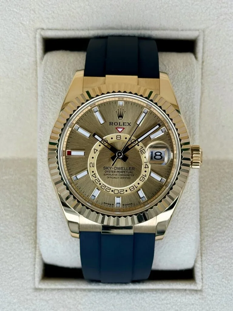 RLX Sky-Dweller 42mm Yellow Gold Champagne Dial Oysterflex - 336238