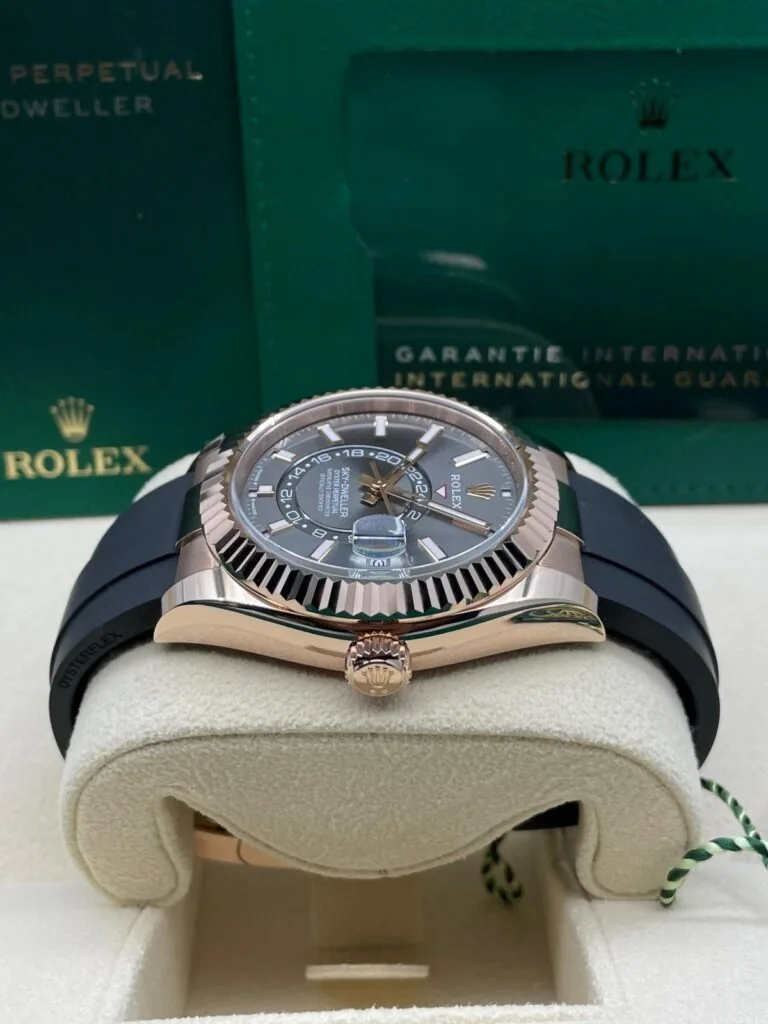 RLX Sky-Dweller 42mm Rose Gold Slate Dial Oysterflex - 336235