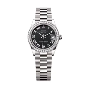 RLX Datejust m278289RBR-0011 Bright Black Dial White Gold President Watch