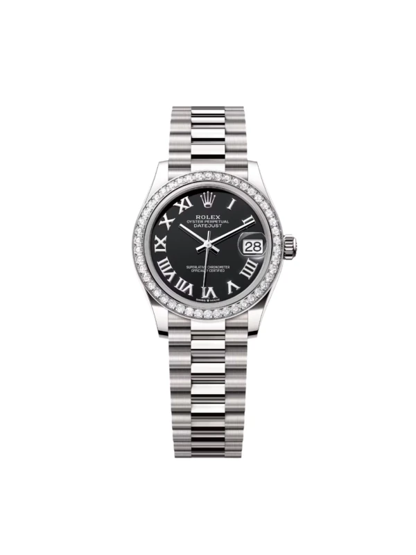 RLX Datejust m278289RBR-0011 Bright Black Dial White Gold President Watch