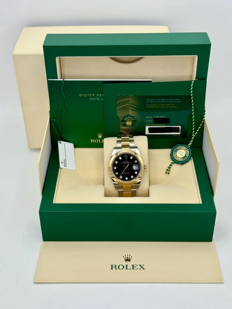 RLX Datejust 41mm 126303 Black Diamond Oyster Steel and Yellow Gold Mens Watch