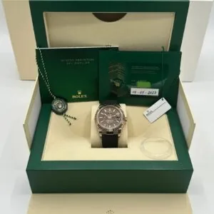 RLX Sky-Dweller 42mm Rose Gold Chocolate Dial Oysterflex - 336235