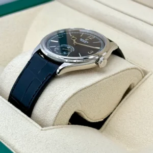 Rolex 1908 White Gold Black Dial Black Alligator Strap - 52509-0002