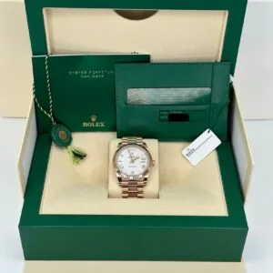 RLX Day-Date "President" 40mm Everose Gold White Roman Dial - 228235