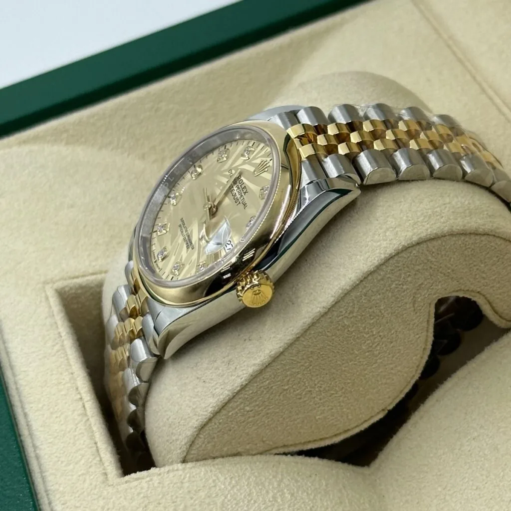 RLX Datejust 36mm 126203 Golden Fluted Dial Domed Bezel Oyster Bracelet