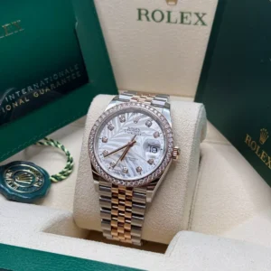 RLX Datejust 36mm 126281 Silver Palm Motif Diamond Dial Oyster Bracelet