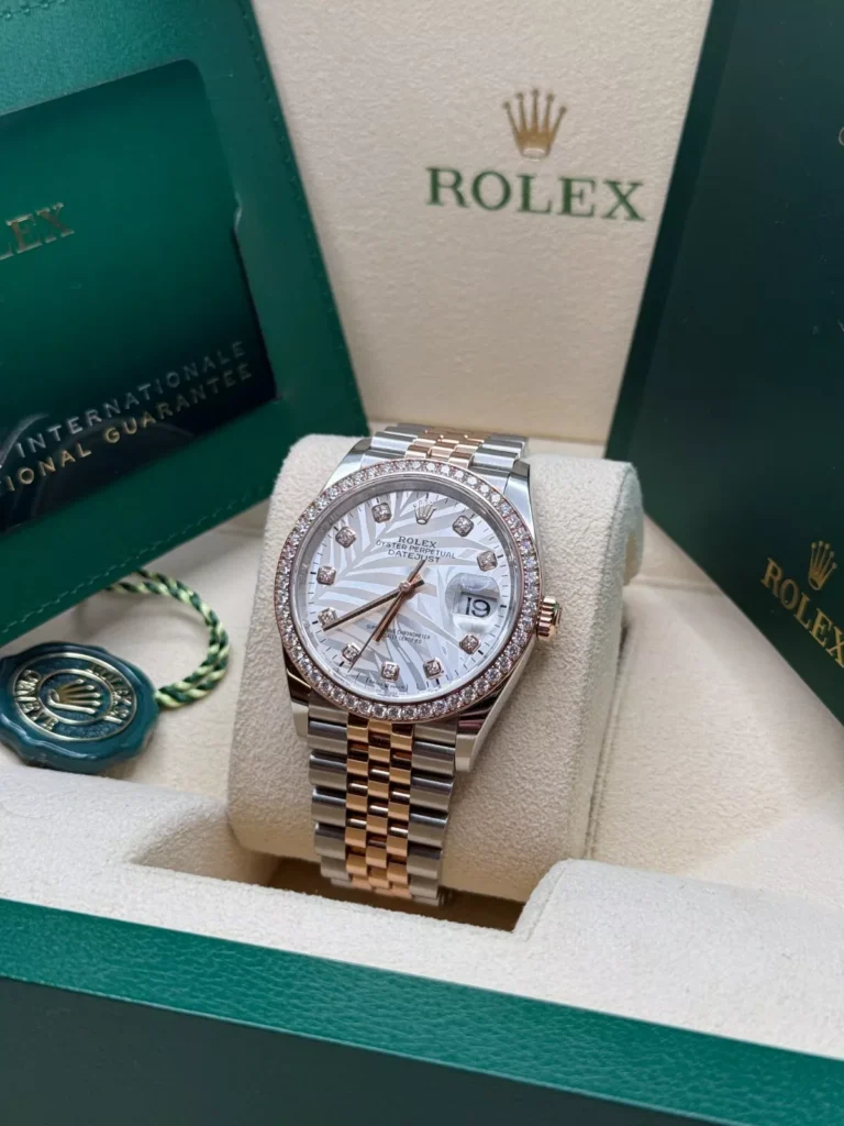 RLX Datejust 36mm 126281 Silver Palm Motif Diamond Dial Oyster Bracelet