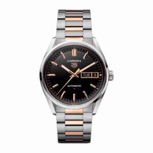 TAG Heuer Carrera Day-Date 41mm Mens Watch Black Rose Gold WDA2111.BD0001