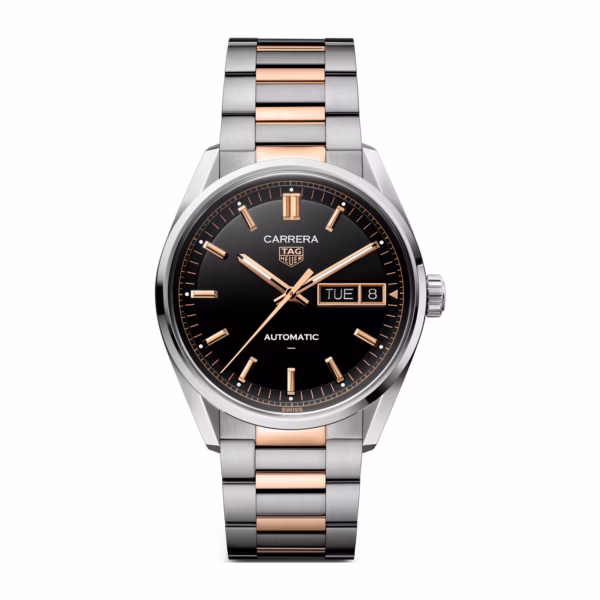 TAG Heuer Carrera Day-Date 41mm Mens Watch Black Rose Gold WDA2111.BD0001