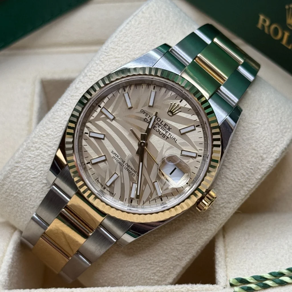 RLX Datejust 36mm 126233 Golden Palm Motif Dial Jubilee Bracelet Watch