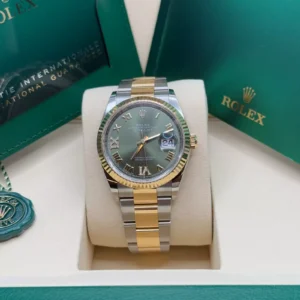 RLX Datejust 36mm 126233 Olive-green Roman Diamond Dial Two-Tone Jubilee Bracelet