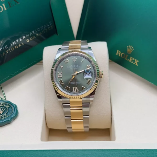 RLX Datejust 36mm 126233 Olive-green Roman Diamond Dial Two-Tone Jubilee Bracelet
