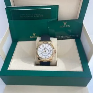RLX Sky-Dweller 42mm Yellow Gold White Dial Oysterflex - 336238