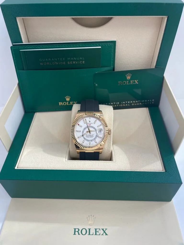 RLX Sky-Dweller 42mm Yellow Gold White Dial Oysterflex - 336238