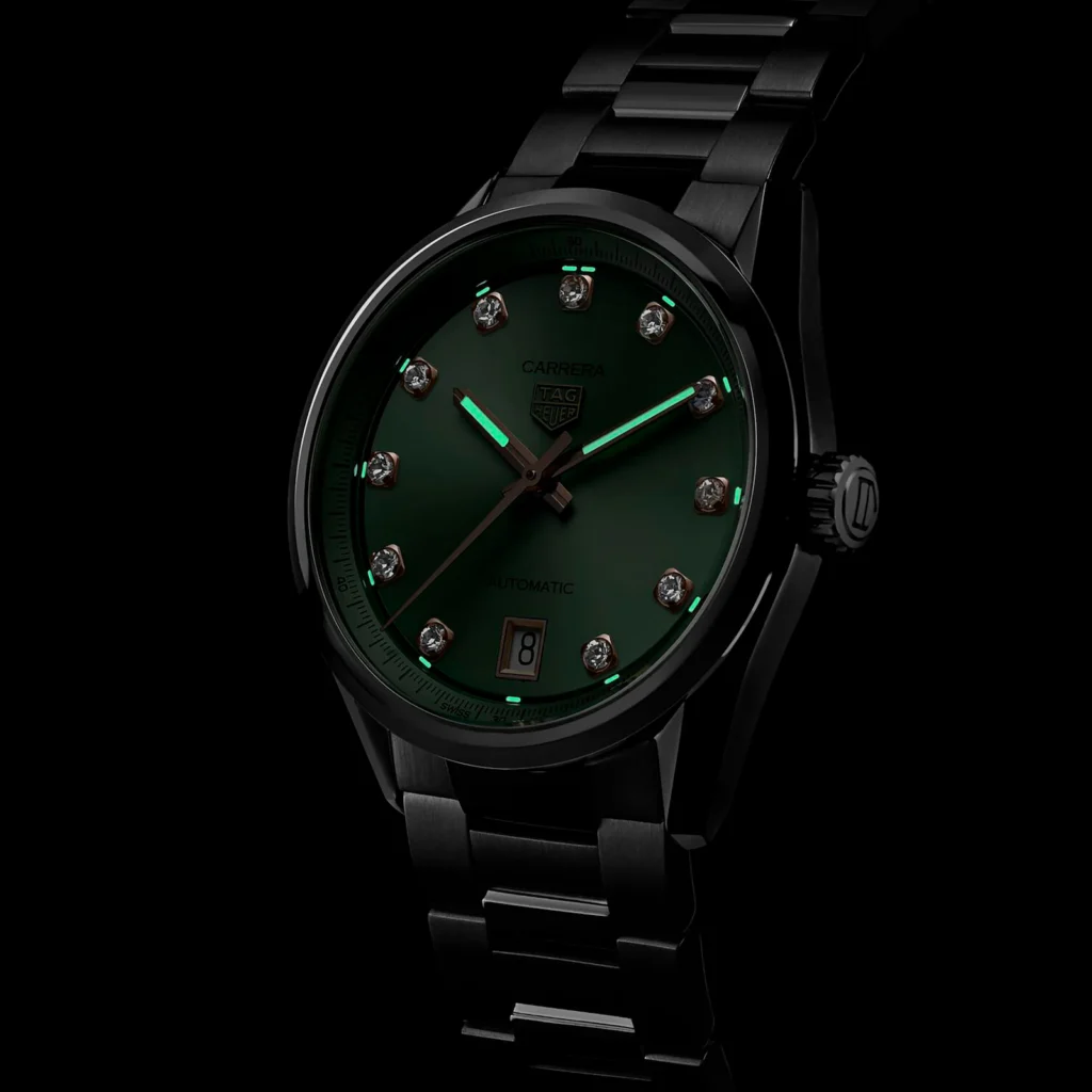 TAG Heuer Carrera Date 36mm Ladies Watch Green Diamond Dot WBN2317.BA0001