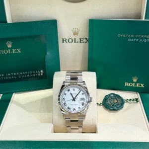 RLX Datejust 36mm 126234 White Roman Dial Oyster Stainless Steel Mens