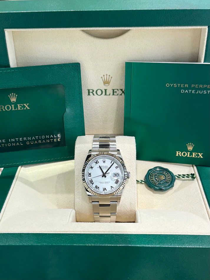 RLX Datejust 36mm 126234 White Roman Dial Oyster Stainless Steel Mens