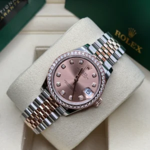 RLX Datejust m278381-0023/0024 Rose Diamond 31mm Dial Diamond-Set Bezel and Oyster Bracelet Watch