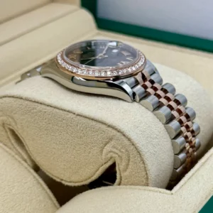 RLX Datejust m278381-0005/0006 Chocolate Roman Diamond 31mm Dial Diamond-Set Bezel and Oyster Bracelet Watch