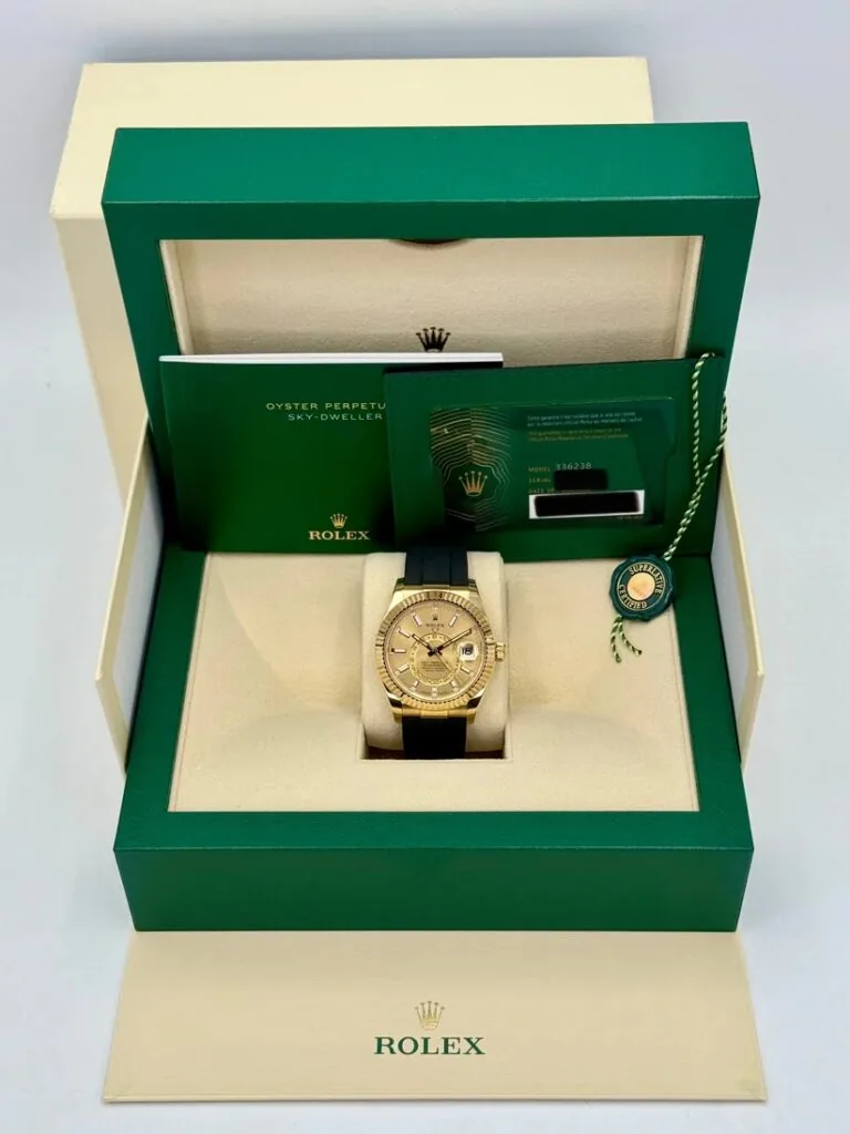 RLX Sky-Dweller 42mm Yellow Gold Champagne Dial Oysterflex - 336238