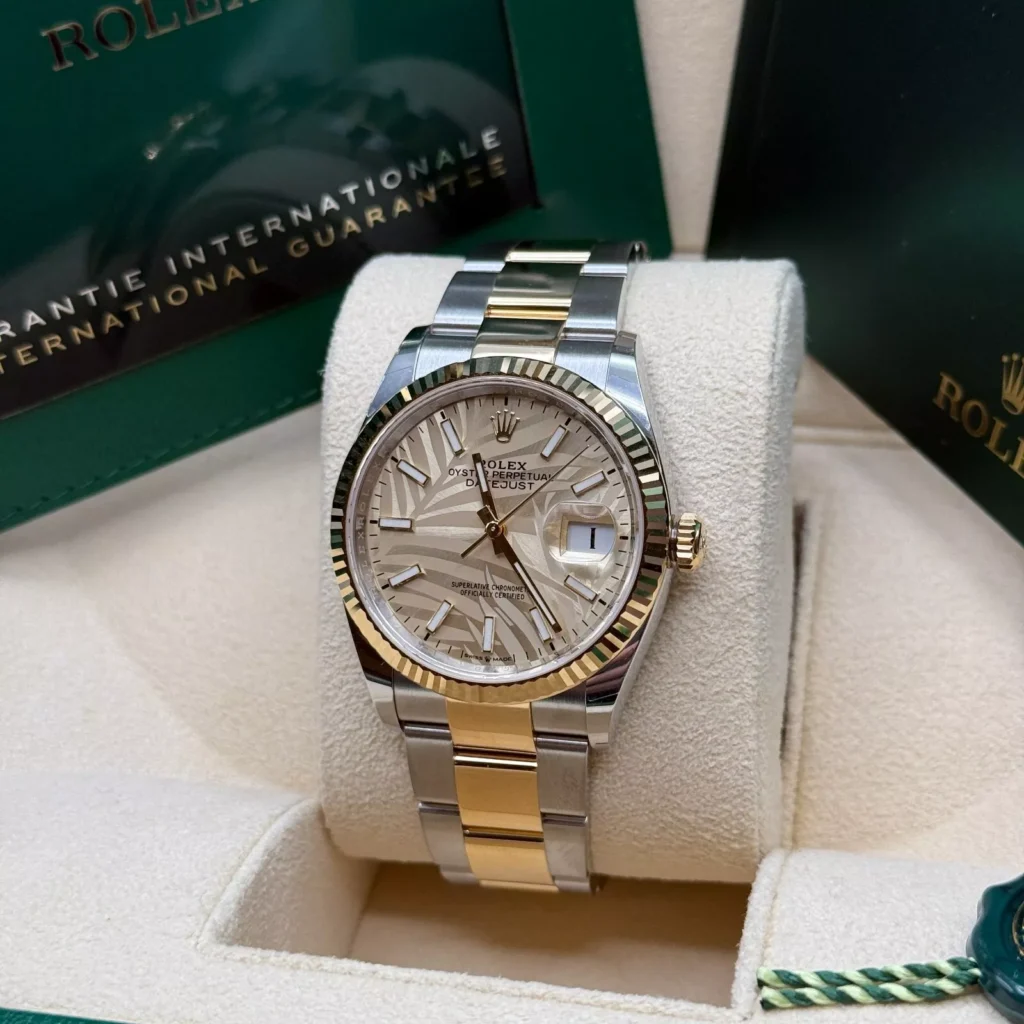 RLX Datejust 36mm 126233 Golden Palm Motif Dial Jubilee Bracelet Watch