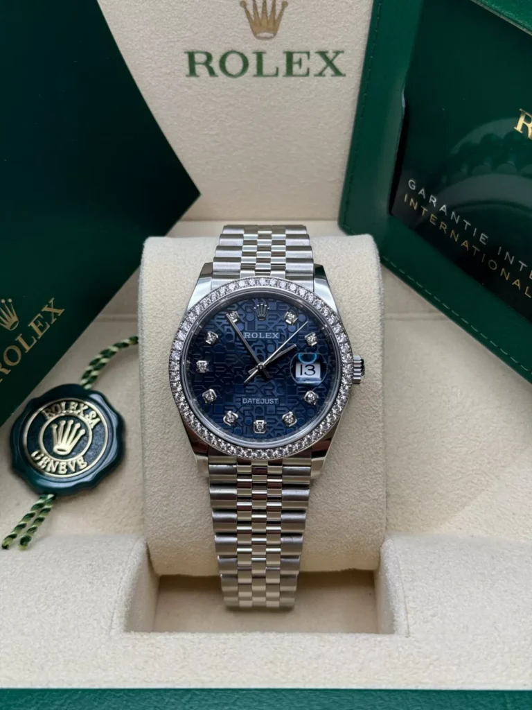 RLX Datejust 36mm 126284 Blue Jubilee Diamond Dial & Diamond Bezel, Stainless Steel Oyster Bracelet Watch
