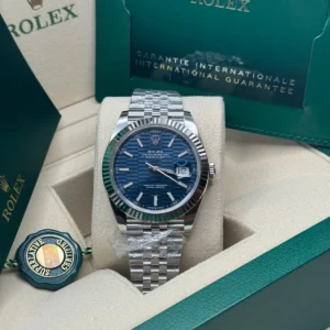 RLX Datejust 41mm Blue Fluted Motif Index Dial Jubilee Bracelet Watch - 126334