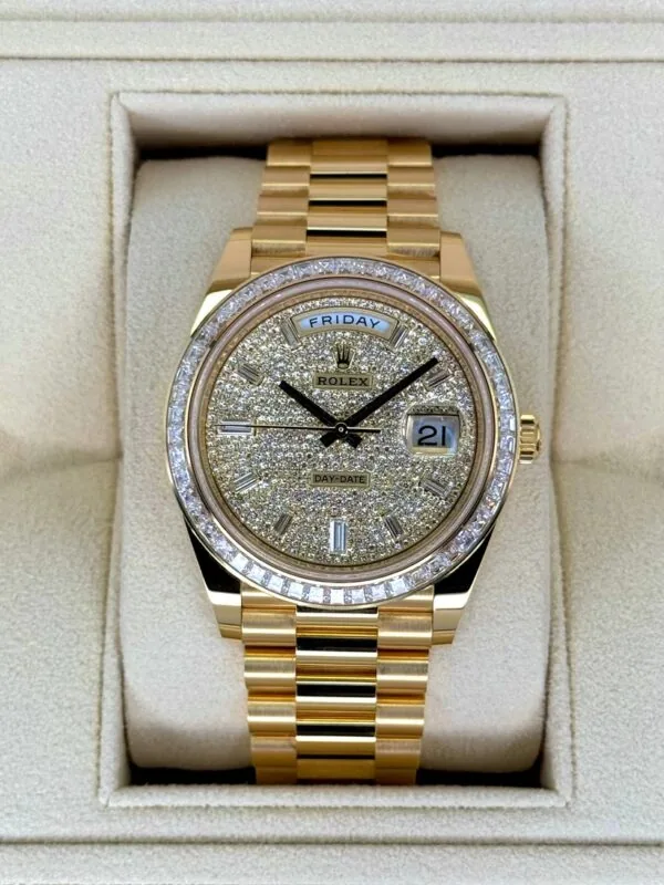 RLX Day-Date 40mm 228398TBR-0036 Diamond Paved Dial President Watch