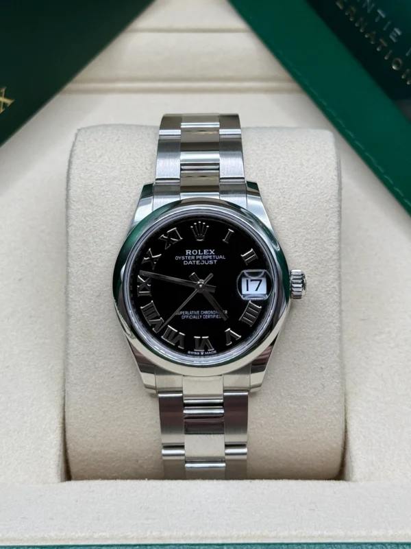 RLX Datejust m278240-0001/0002 31mm Black Roman Domed Bezel Oyster Oystersteel