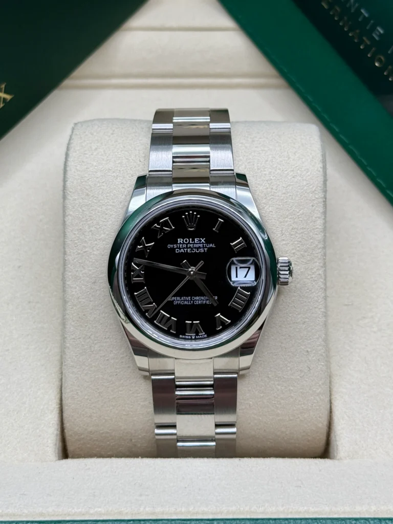 RLX Datejust m278240-0001/0002 31mm Black Roman Domed Bezel Oyster Oystersteel