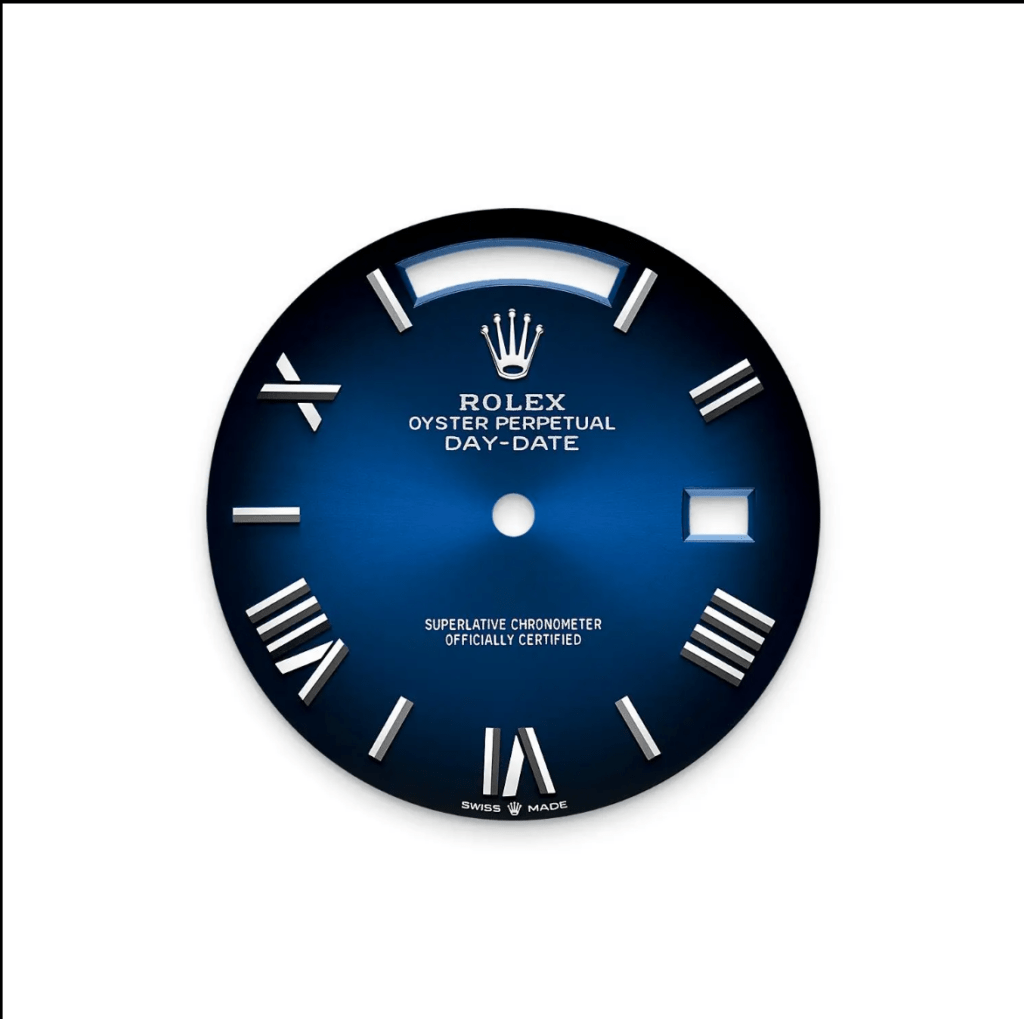 RLX Day-Date 40mm 228349RBR-0045 Blue Ombré Dial President Bracelet