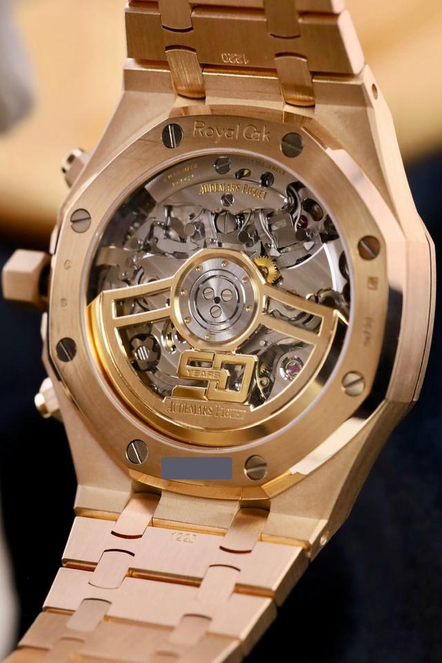A&P ROYAL OAK Pink Gold Silver-Toned Dial CHRONOGRAPH 41mm