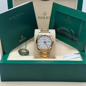 RLX Datejust 41mm 126303 White Index Oyster Steel and Yellow Gold Mens Watch
