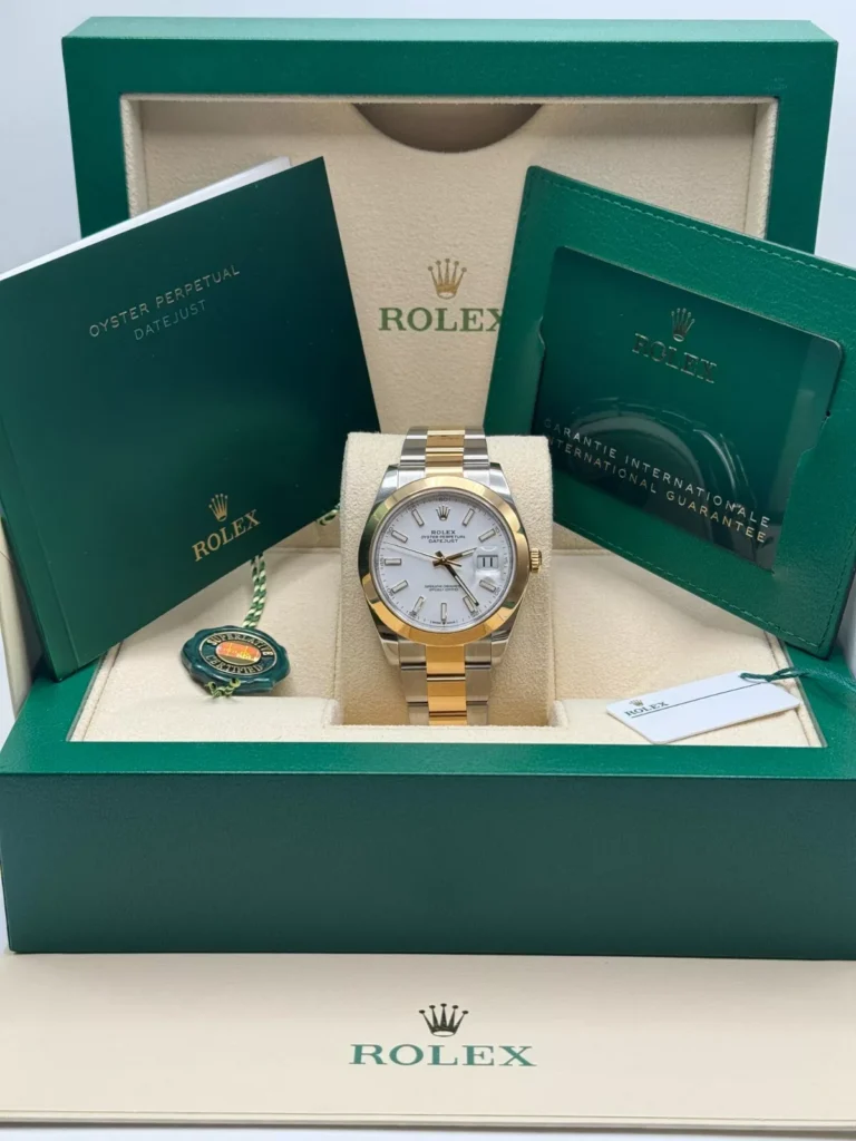 RLX Datejust 41mm 126303 White Index Oyster Steel and Yellow Gold Mens Watch
