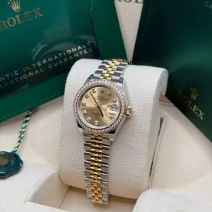 RLX Lady-Datejust 31mm 279383RBR Champagne Diamond Dial Yellow Rolesor Oyster Bracelet